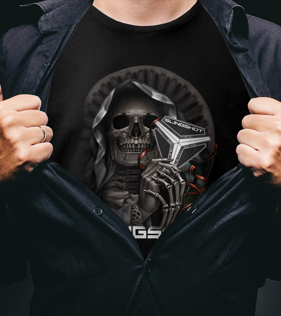 Slingshot Grim Reaper Holding Cube T-Shirt