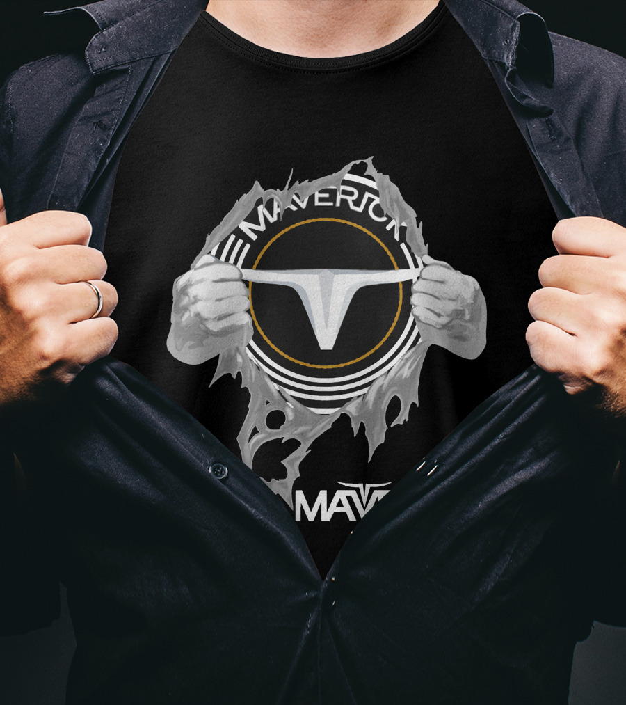 Maverick Logo With Hands Ripping Open T-Shirt