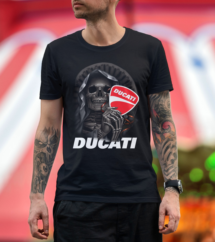 Ducati Skeleton Holding Logo T-Shirt