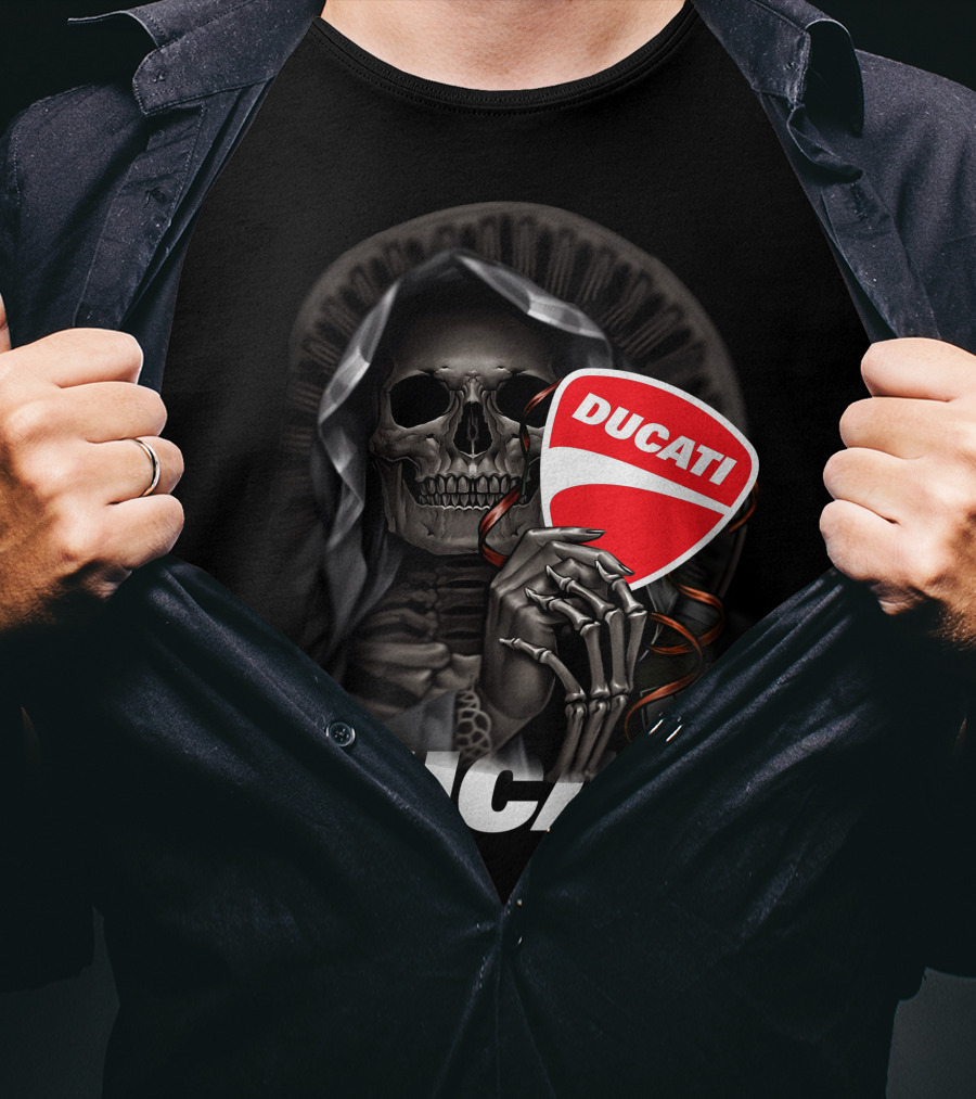 Ducati Skeleton Holding Logo T-Shirt