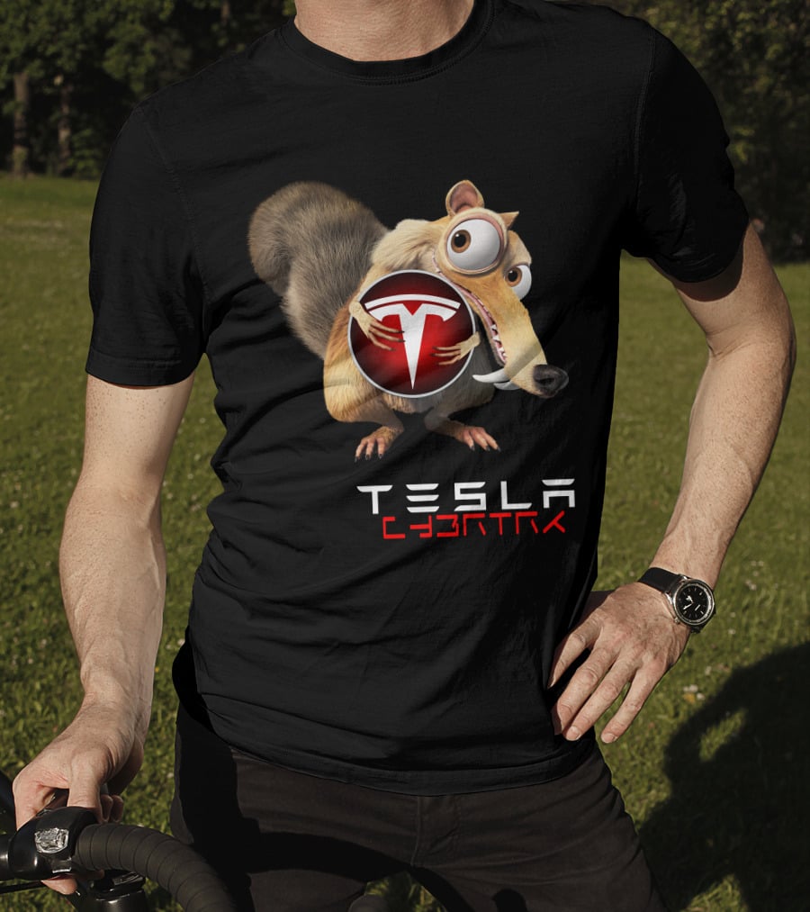 Tesla Cyb4Trk Ice Age Scrat Holding Tesla T-Shirt
