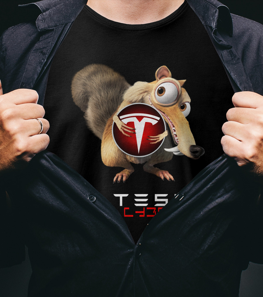 Tesla Cyb4Trk Ice Age Scrat Holding Tesla T-Shirt