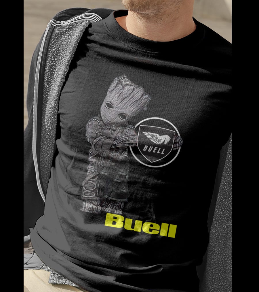 Buell Motorcycle Logo With Groot Character T-Shirt