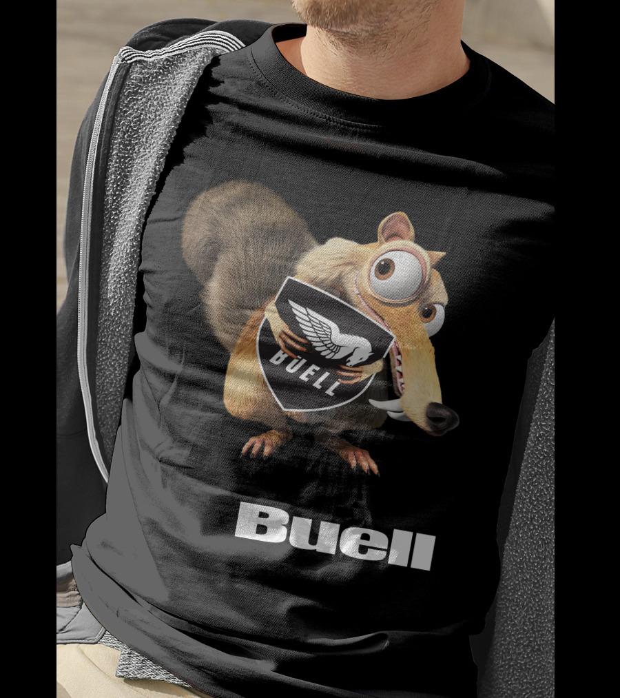 Buell Scrat Logo Iconic Character With Shield T-Shirt