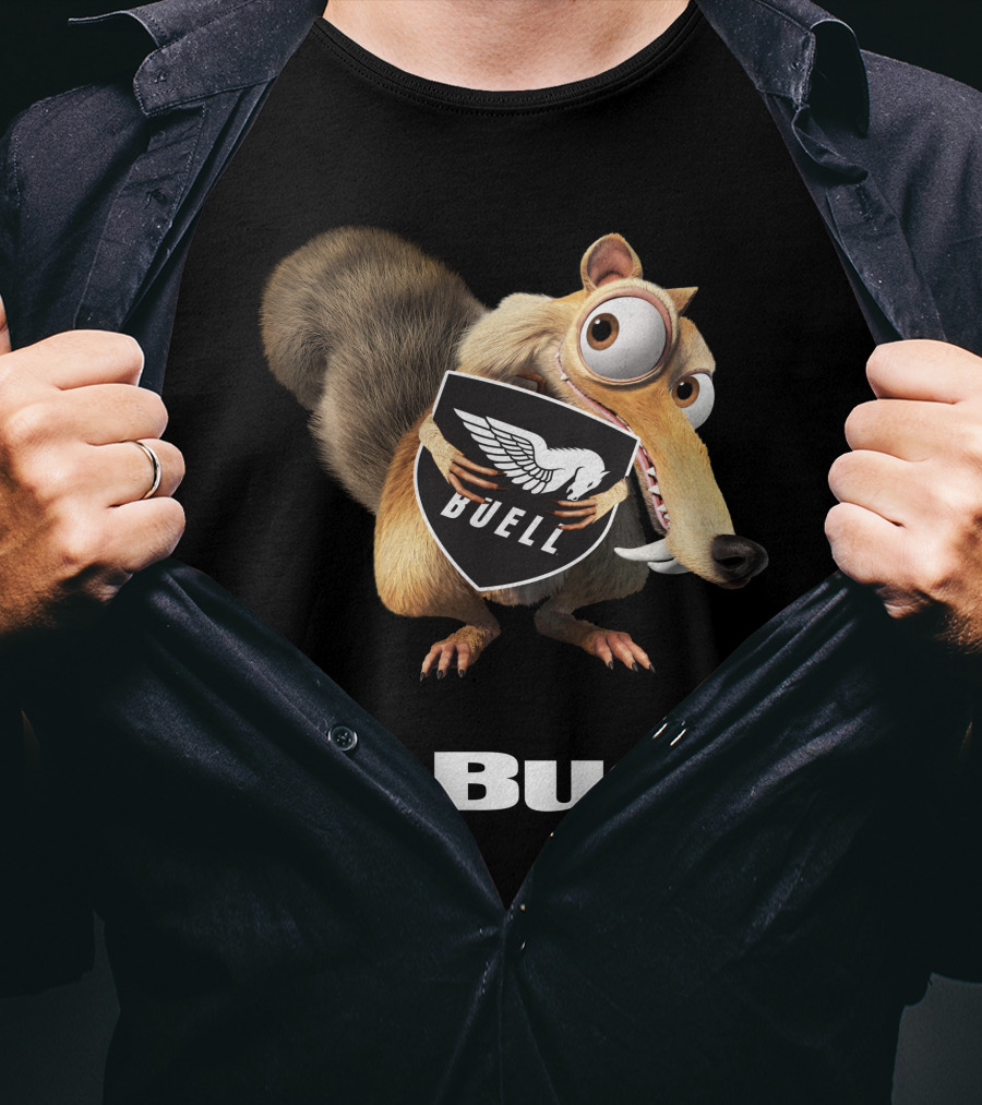 Buell Scrat Logo Iconic Character With Shield T-Shirt