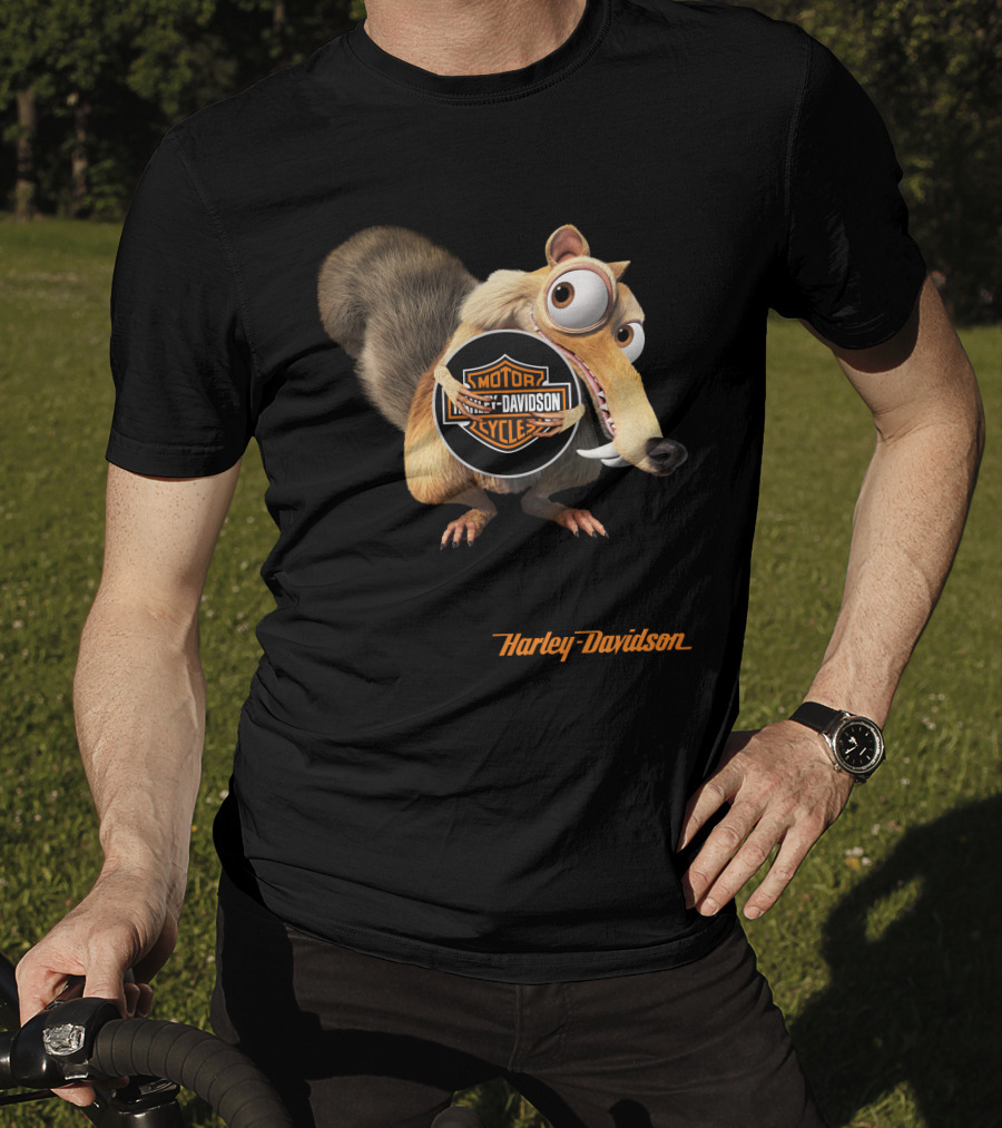 Harley Davidson Motorcycles Ice Age Scrat Holding T-Shirt