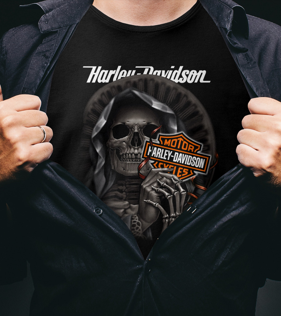 Harley Davidson Grim Reaper Skull Holding T-Shirt