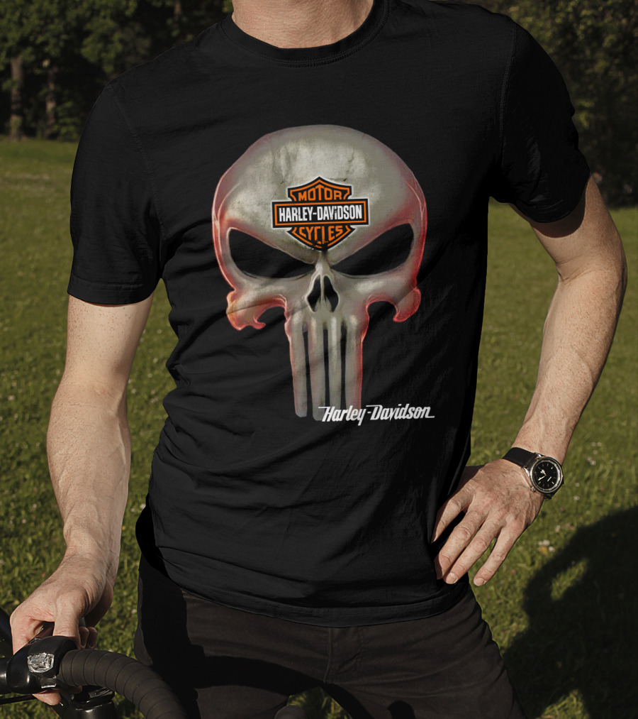 Punisher Skull Harley Davidson Motorcycles T-Shirt