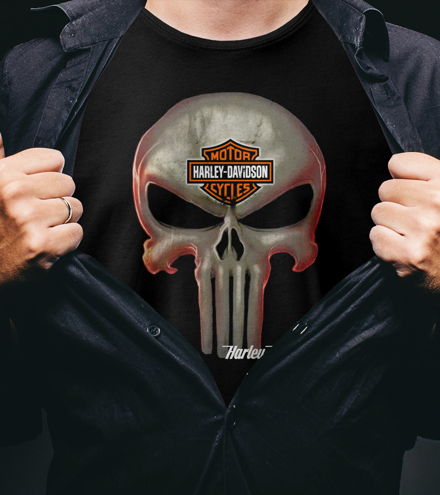 Punisher Skull Harley Davidson Motorcycles T-Shirt