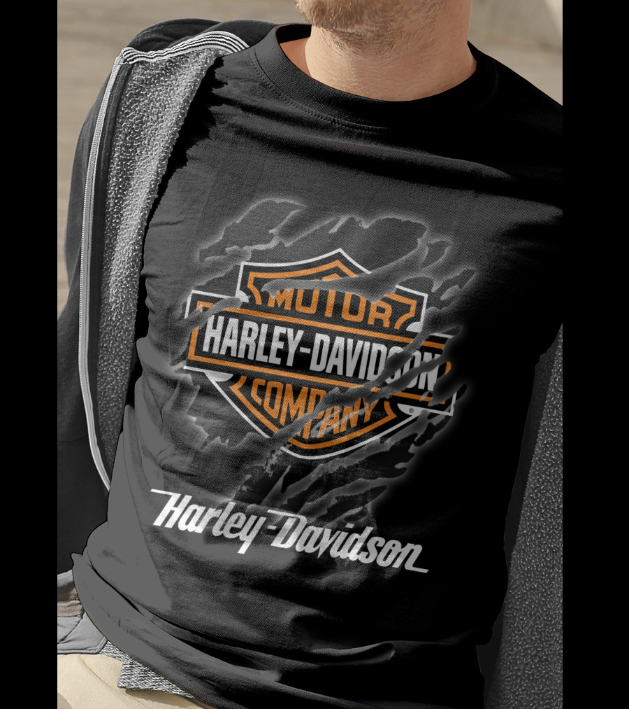 Harley Davidson Motor Company Logo With Distressed Claw Marks T-Shirt