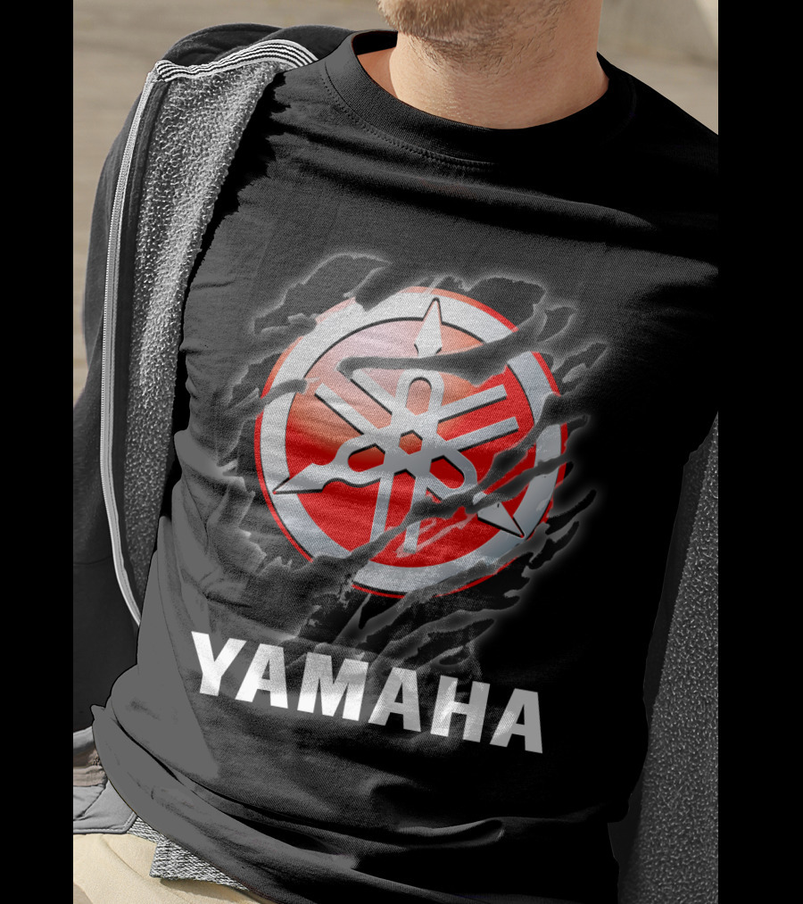 Yamaha Red And White Logo With Claw Marks T-Shirt