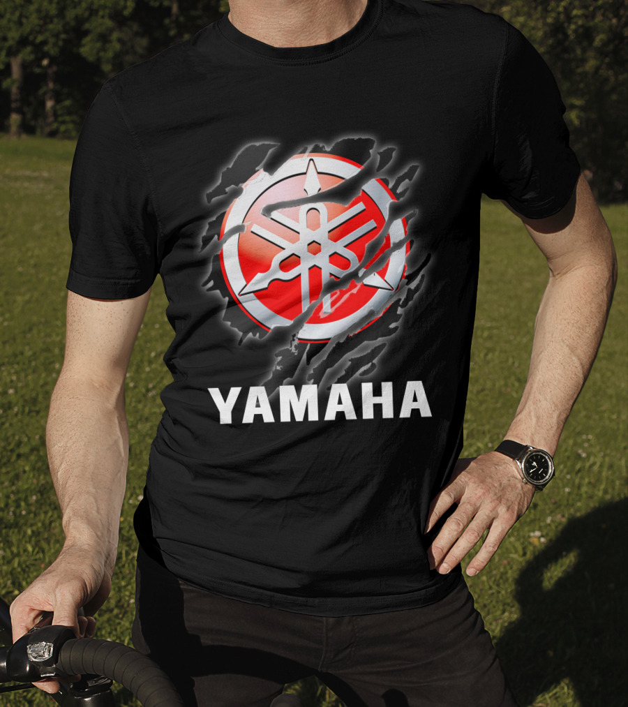 Yamaha Red And White Logo With Claw Marks T-Shirt