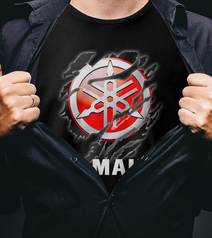 Yamaha Red And White Logo With Claw Marks T-Shirt