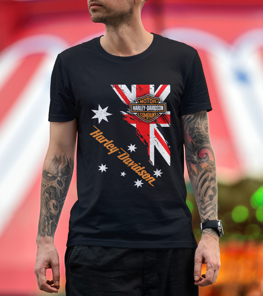 Harley Davidson Motor Company Australia Union Jack Stars T-Shirt
