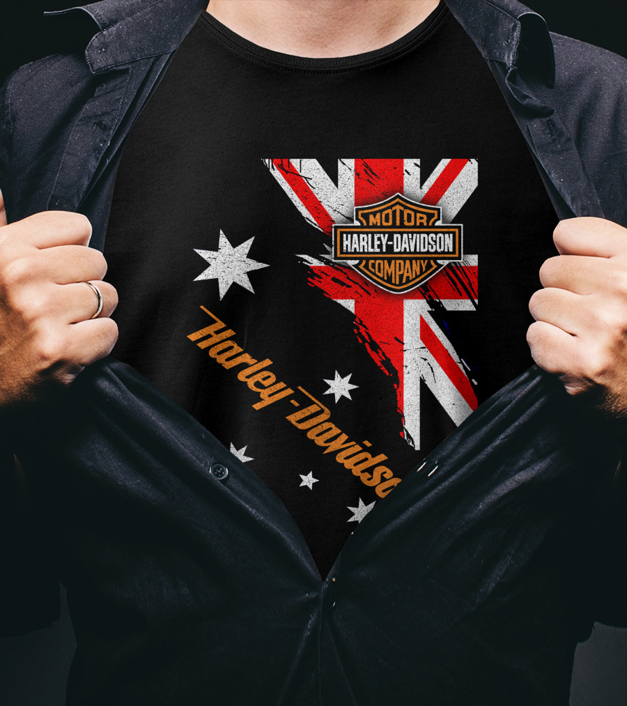 Harley Davidson Motor Company Australia Union Jack Stars T-Shirt