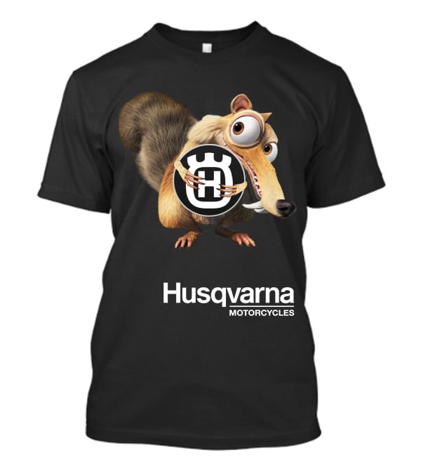 Husqvarna Motorcycles Animated Character Holding T-Shirt