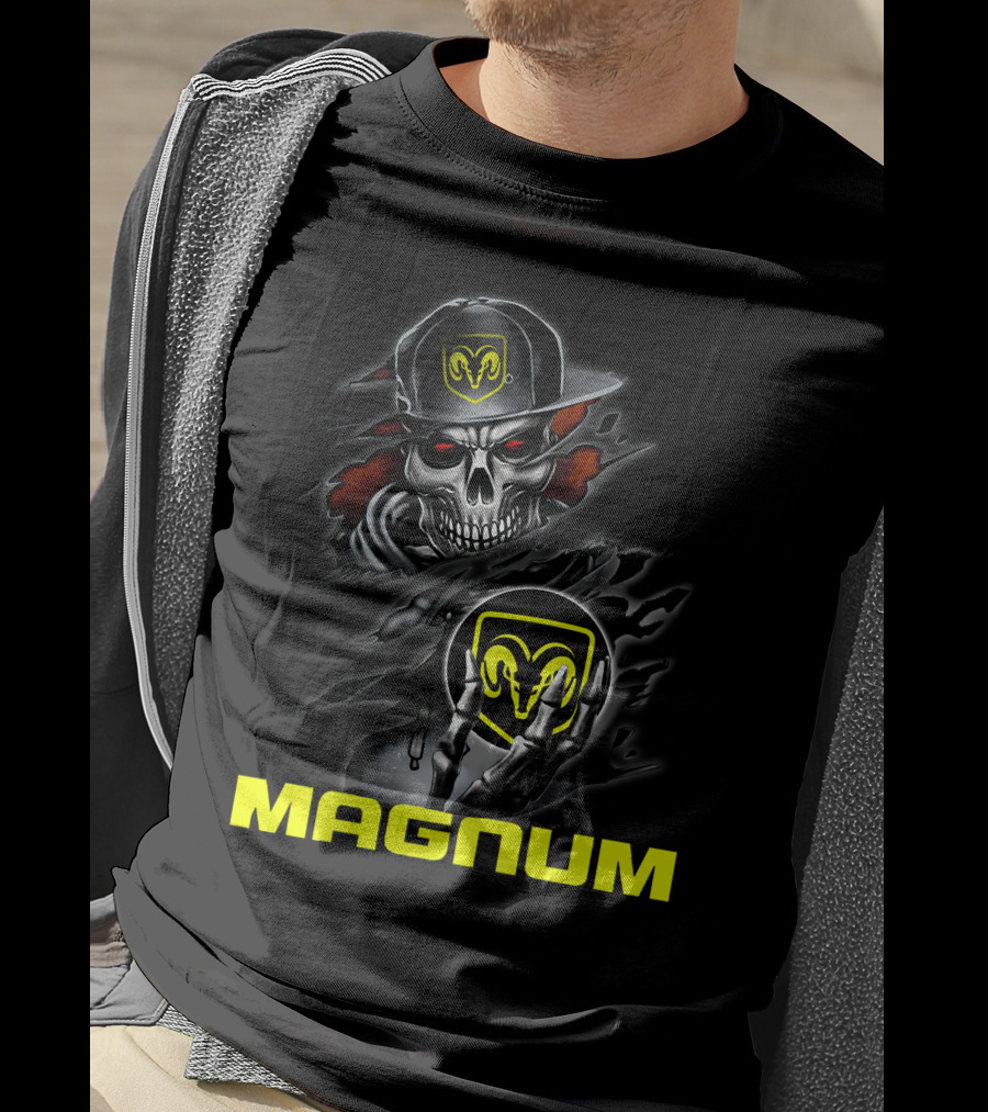 Magnum Skeleton Skull With Ram Logo מהמם T-Shirt
