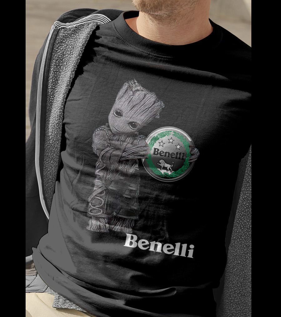 Benelli Logo With Tree-Like Character Holding T-Shirt