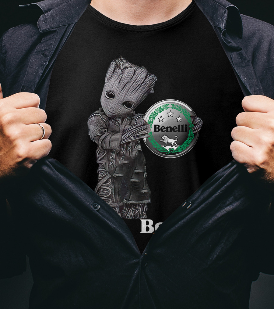Benelli Logo With Tree-Like Character Holding T-Shirt