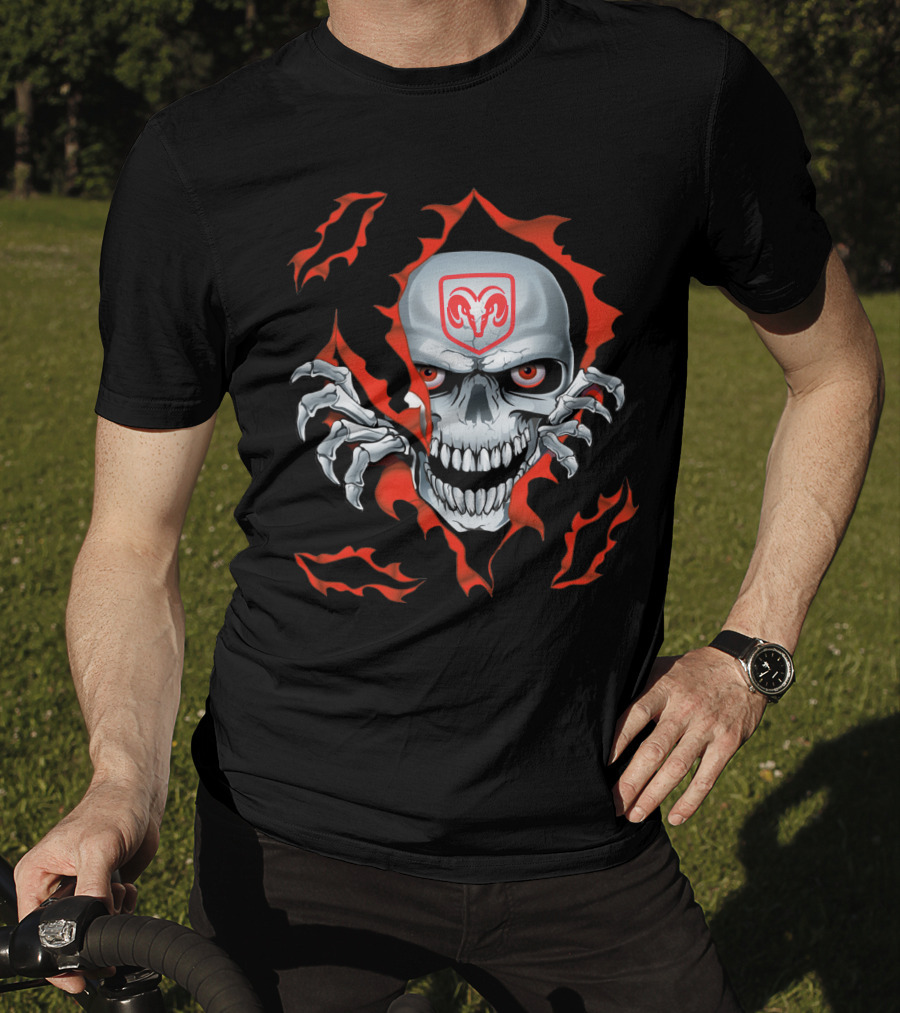 Dodge Ram Skull With Red Flames And Claws T-Shirt