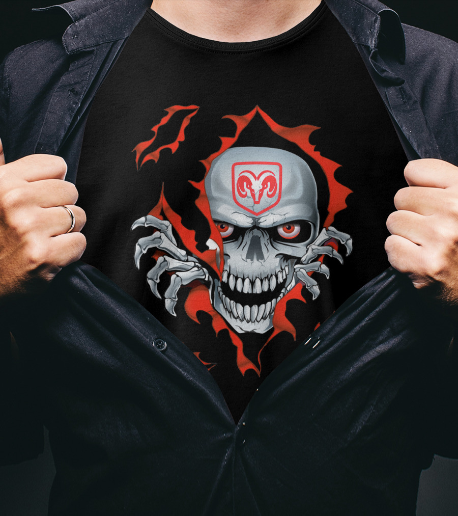 Dodge Ram Skull With Red Flames And Claws T-Shirt