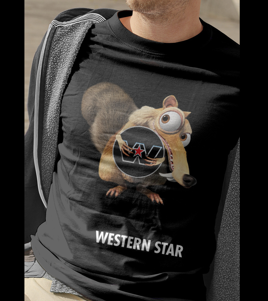 Western Star Scrat Holding W Star With Red Star T-Shirt