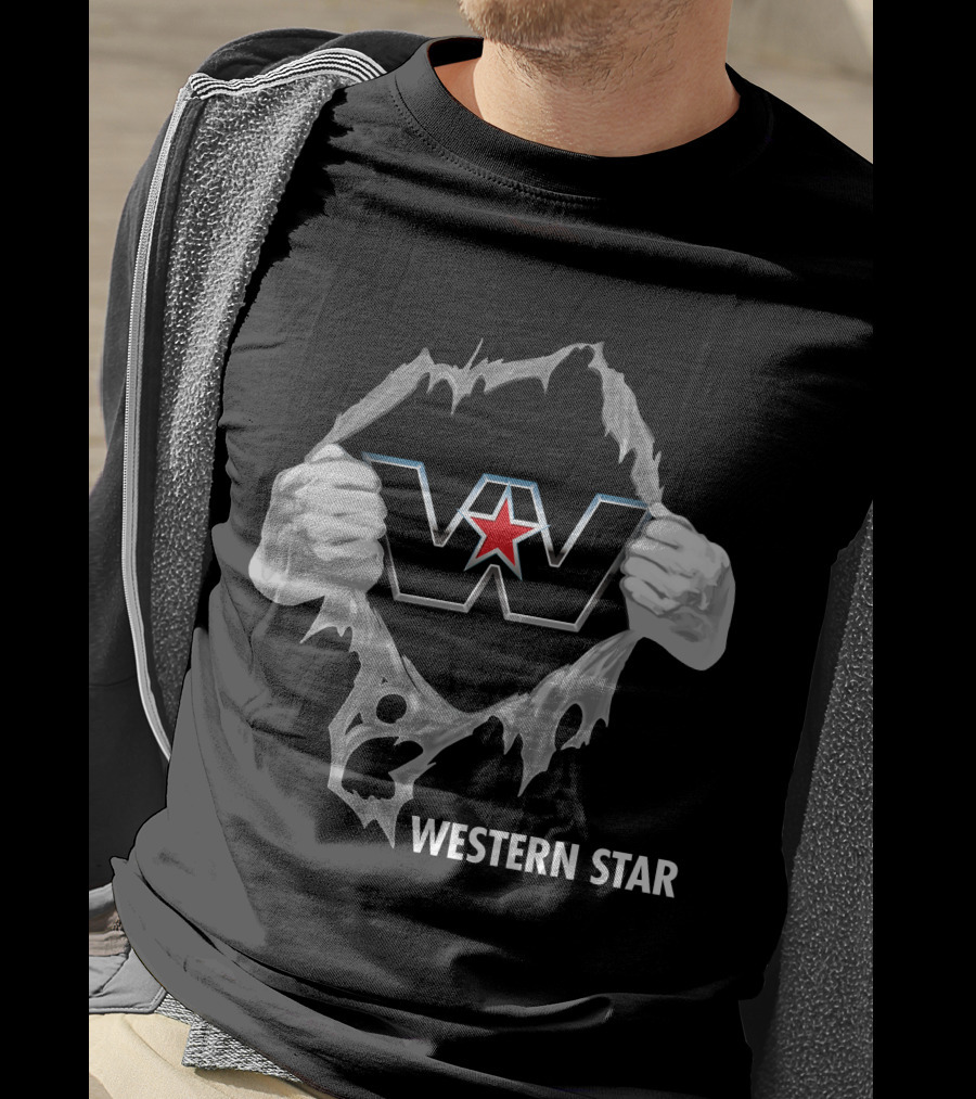 Western Star W Logo With Red Star And Hands T-Shirt