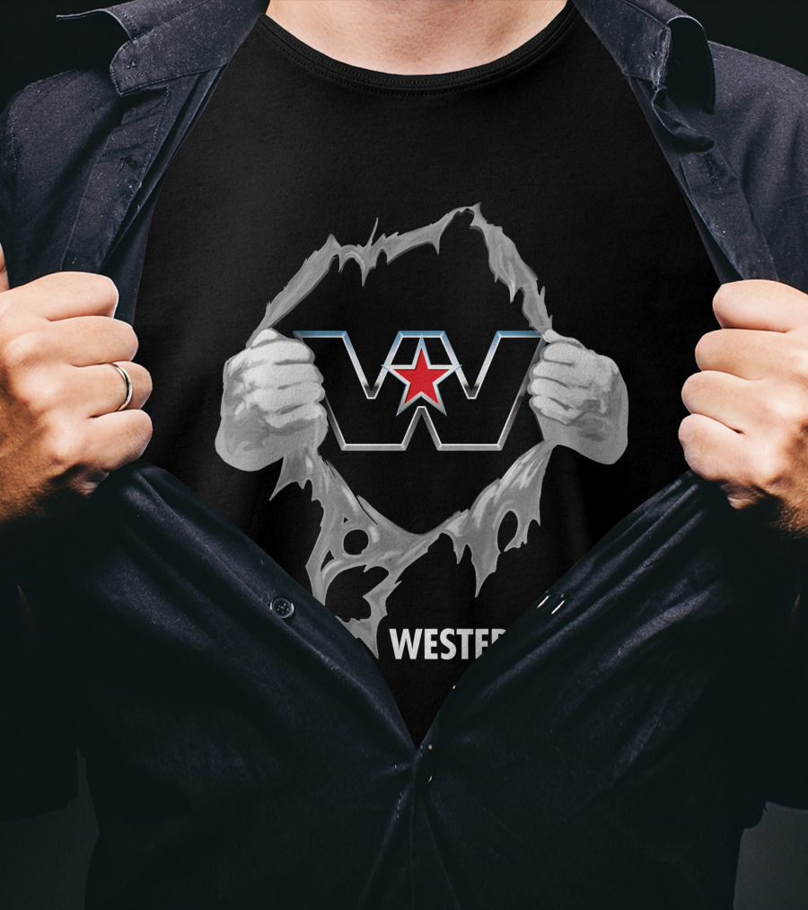 Western Star W Logo With Red Star And Hands T-Shirt