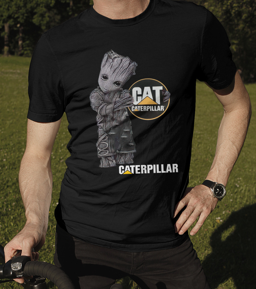 Groot Image With Cat Caterpillar Logo Elements T-Shirt