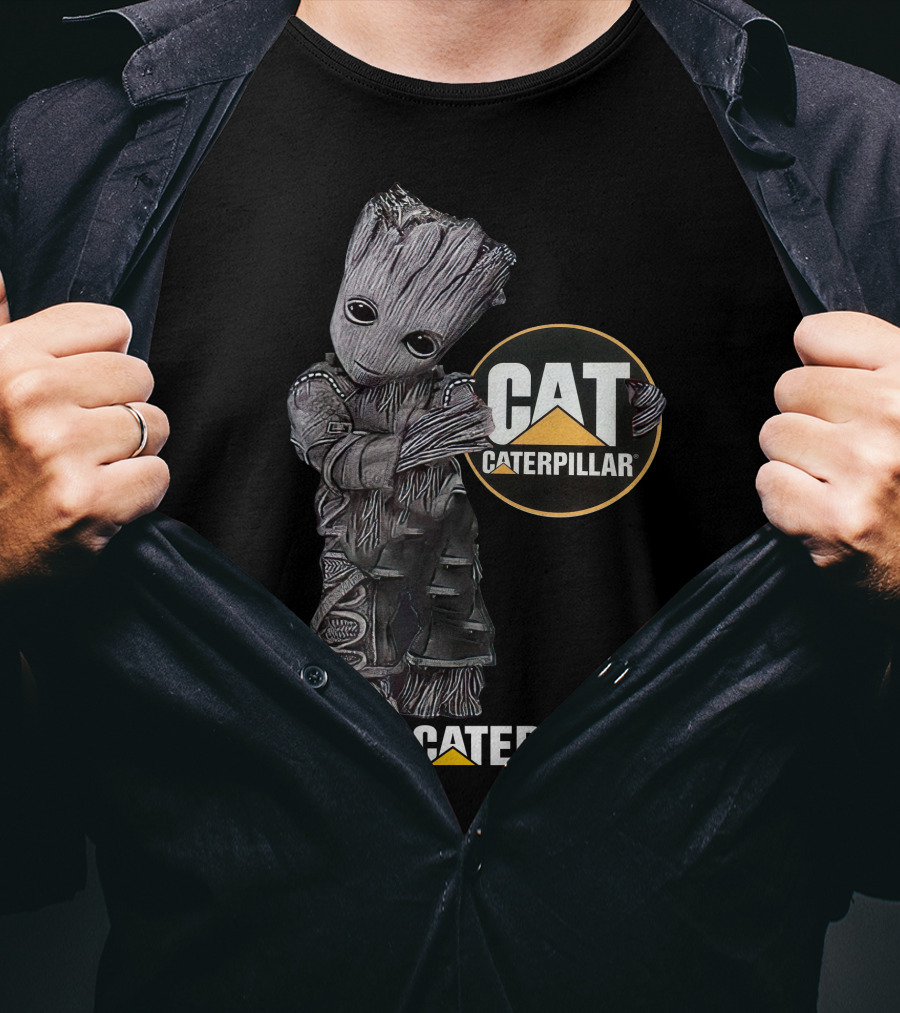 Groot Image With Cat Caterpillar Logo Elements T-Shirt