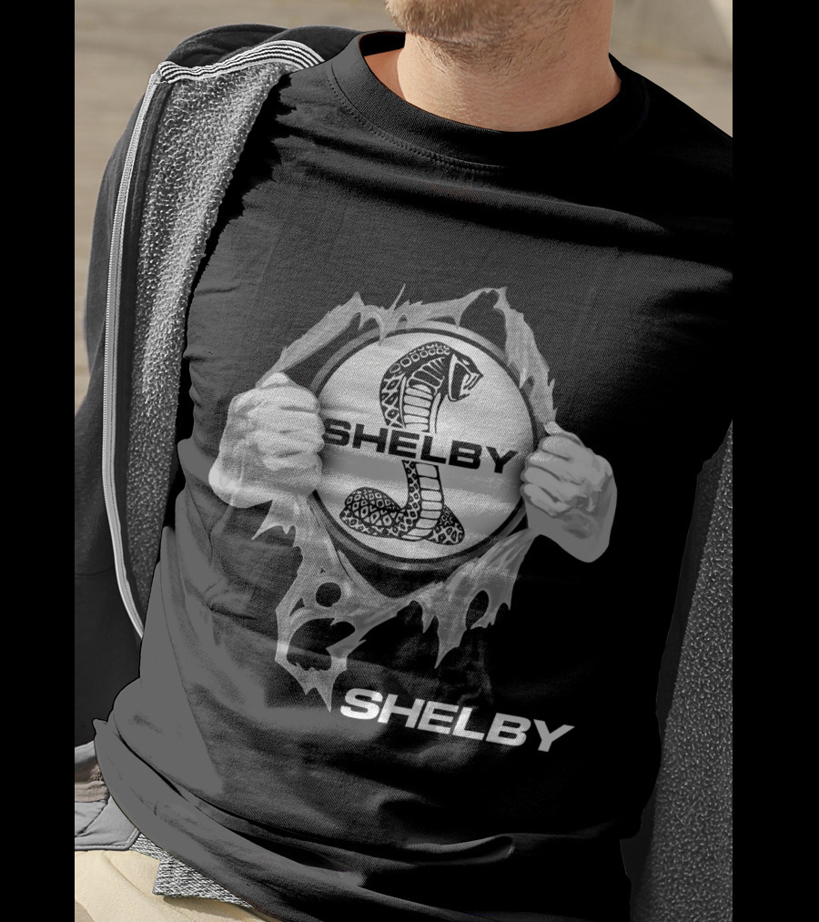 Shelby Cobra Logo With Ripped Effect And Hands T-Shirt