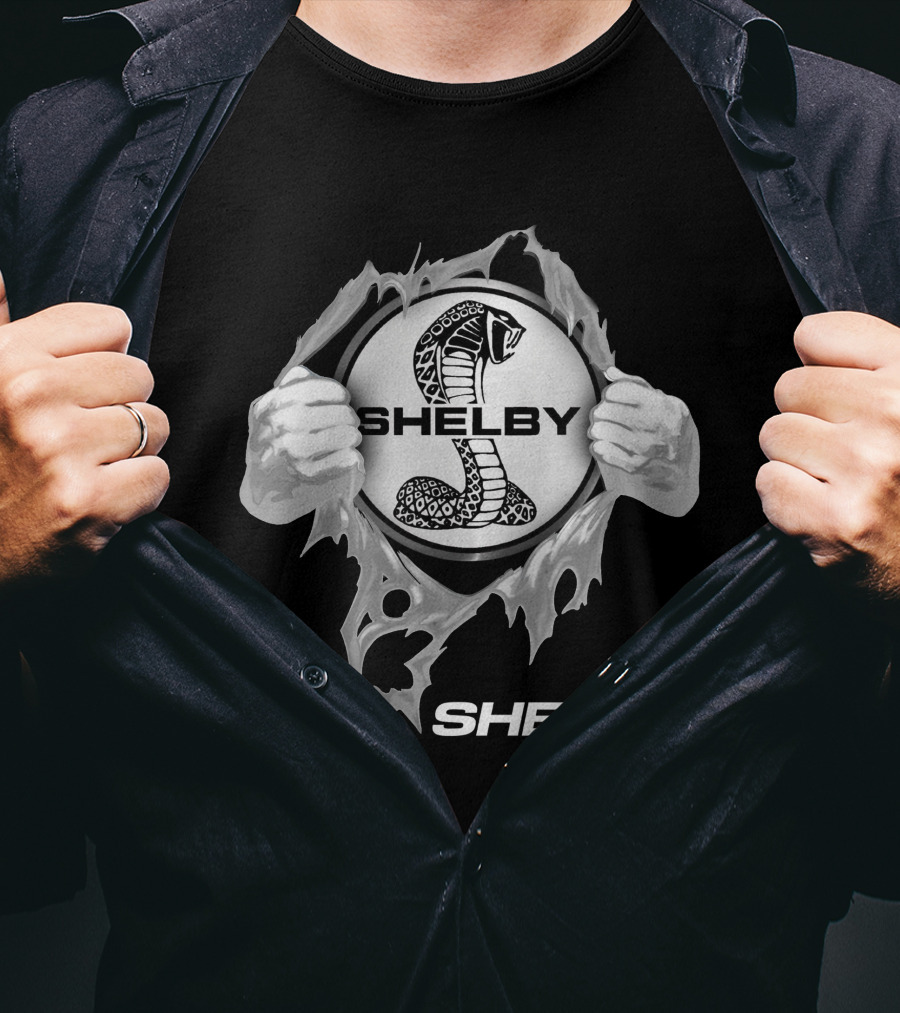 Shelby Cobra Logo With Ripped Effect And Hands T-Shirt
