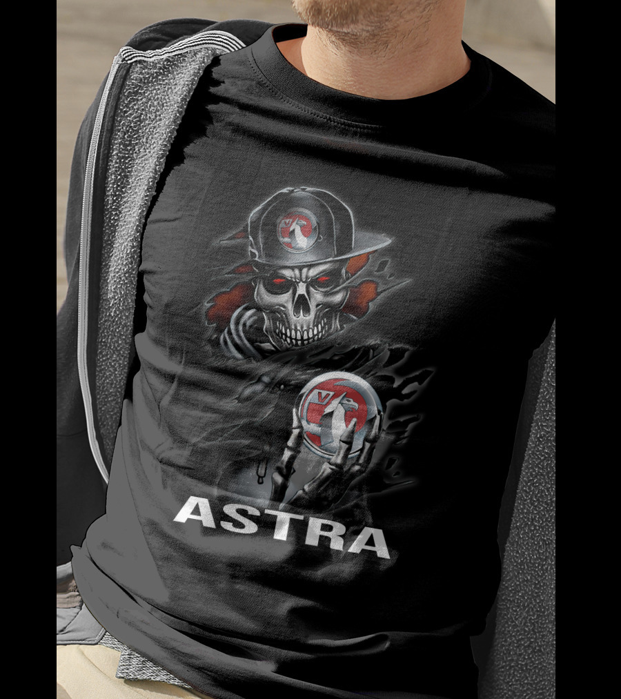 Astra Skull With Vulture Logo And Cap T-Shirt
