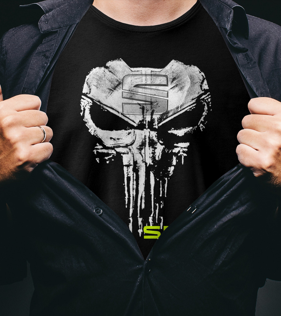 Seat Skull Logo Punisher Style T-Shirt