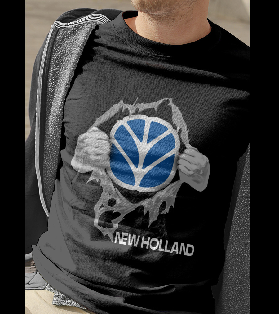 New Holland Tractor Logo Ripped T-Shirt
