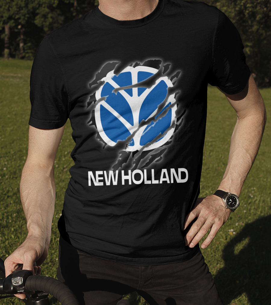 New Holland Blue Logo Ripped Effect T-Shirt