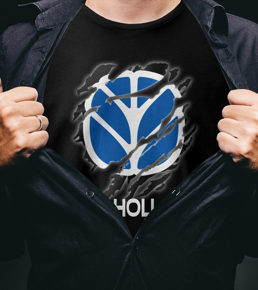 New Holland Blue Logo Ripped Effect T-Shirt