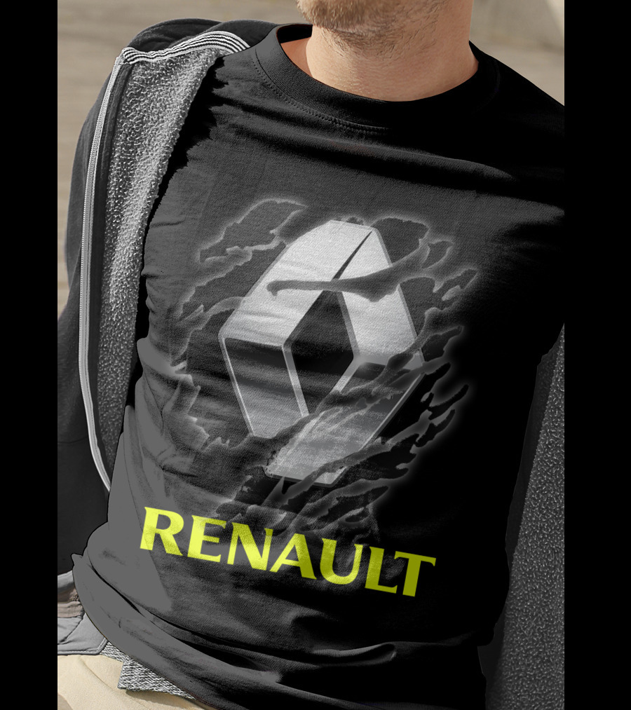 Renault Logo In Dynamic Claw Effect With Dark T-Shirt