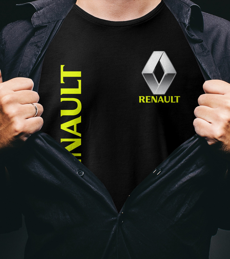 Renault Silver Diamond Logo Black T-Shirt