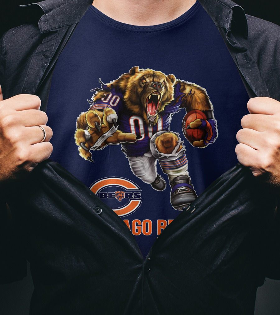 Chicago Bears 00 Roaring Football Beast T-Shirt