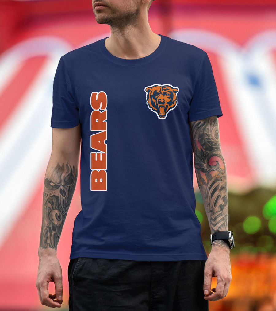 Bears Logo Navy Orange Classic Style T-Shirt