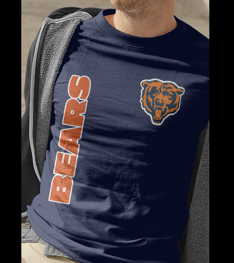 Bears Logo Navy Orange Classic Style T-Shirt