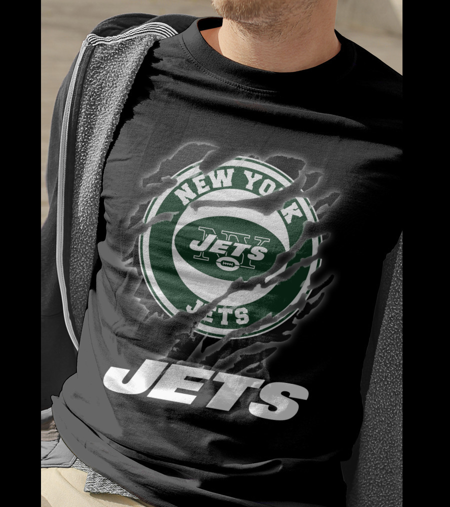 New York Jets Football Logo Claw Marks T-Shirt