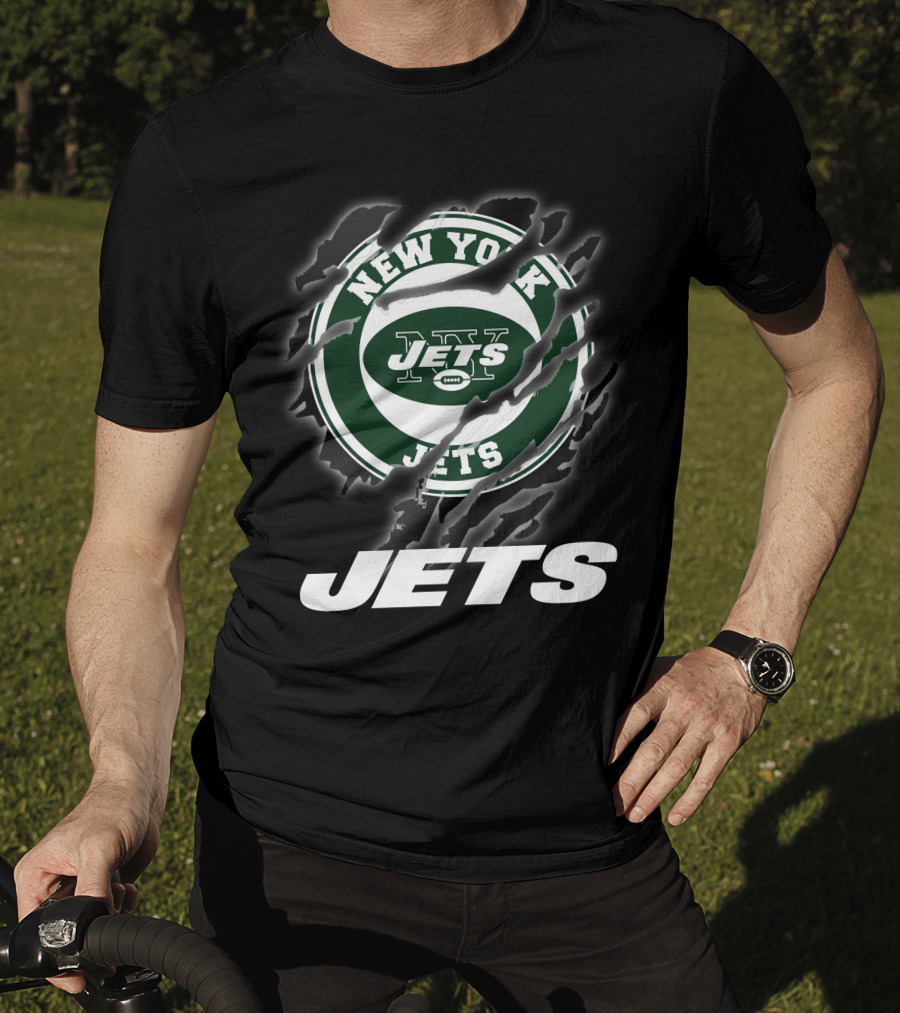 New York Jets Football Logo Claw Marks T-Shirt