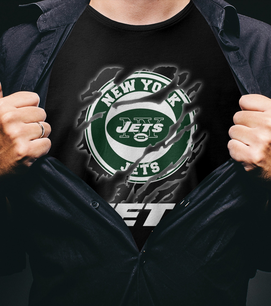 New York Jets Football Logo Claw Marks T-Shirt