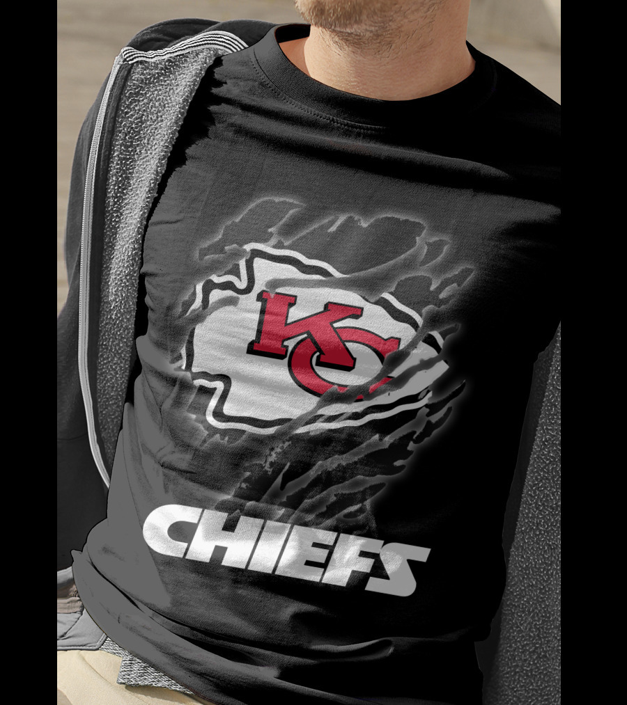 Chiefs Kc Red Emblem With Claw Marks T-Shirt