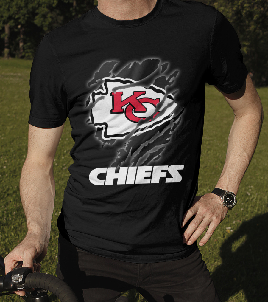 Chiefs Kc Red Emblem With Claw Marks T-Shirt