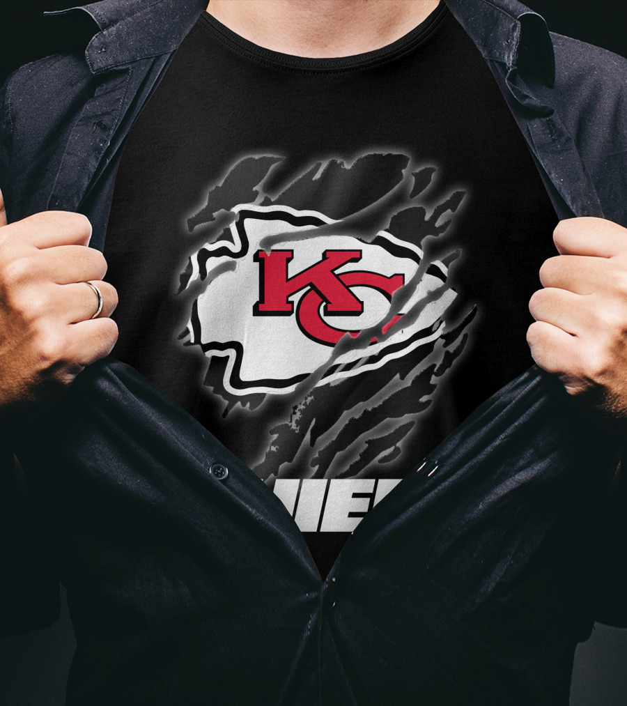Chiefs Kc Red Emblem With Claw Marks T-Shirt