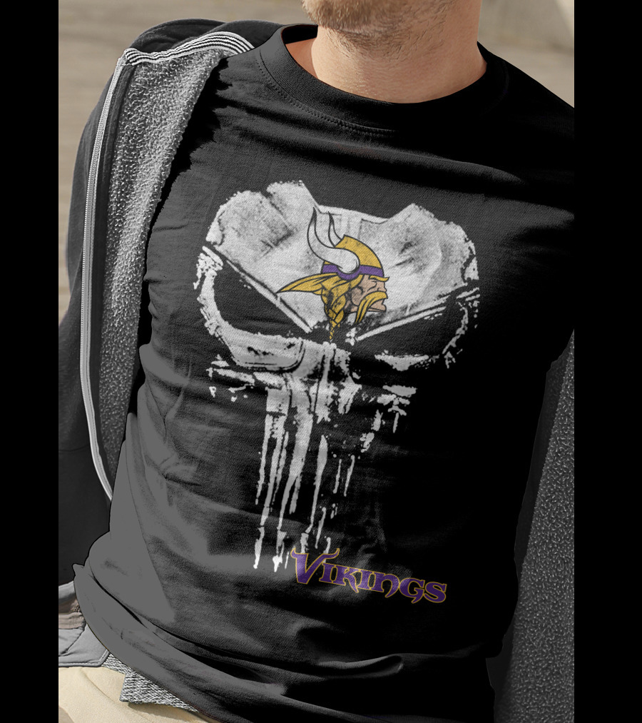 Vikings Punisher Skull Logo Fusion T-Shirt