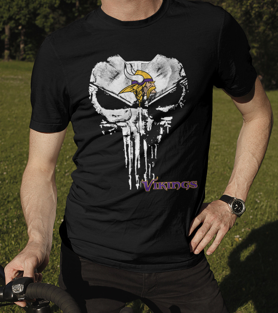 Vikings Punisher Skull Logo Fusion T-Shirt